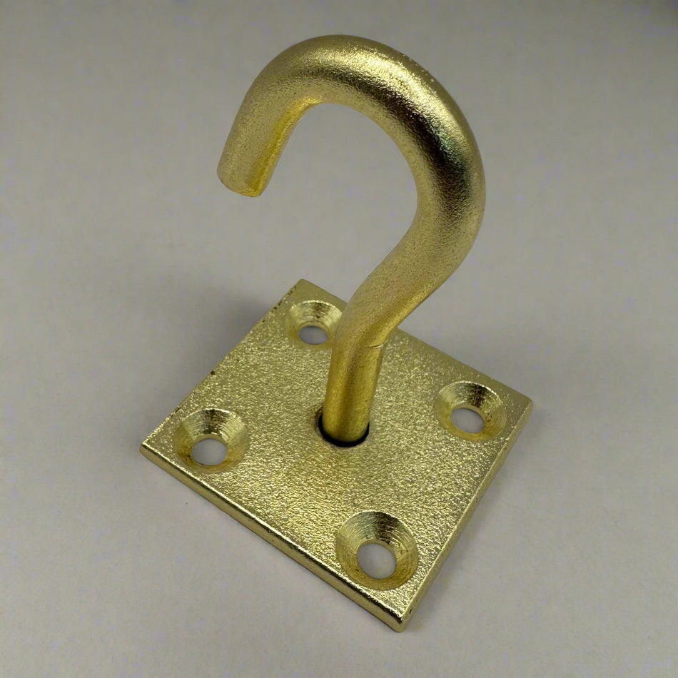 Hook on Plate - Brass Plated