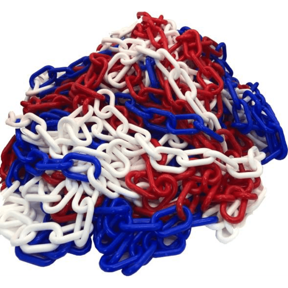 Red, White and Blue Plastic Chain by the metre (Maximum Length 25m)